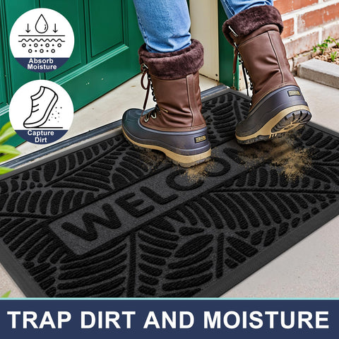 Smiry non-slip back keeps the mat in place on wet entryways.