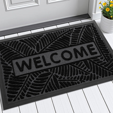 Smiry Welcome Mat at front door traps moisture and dirt for a cleaner entry.