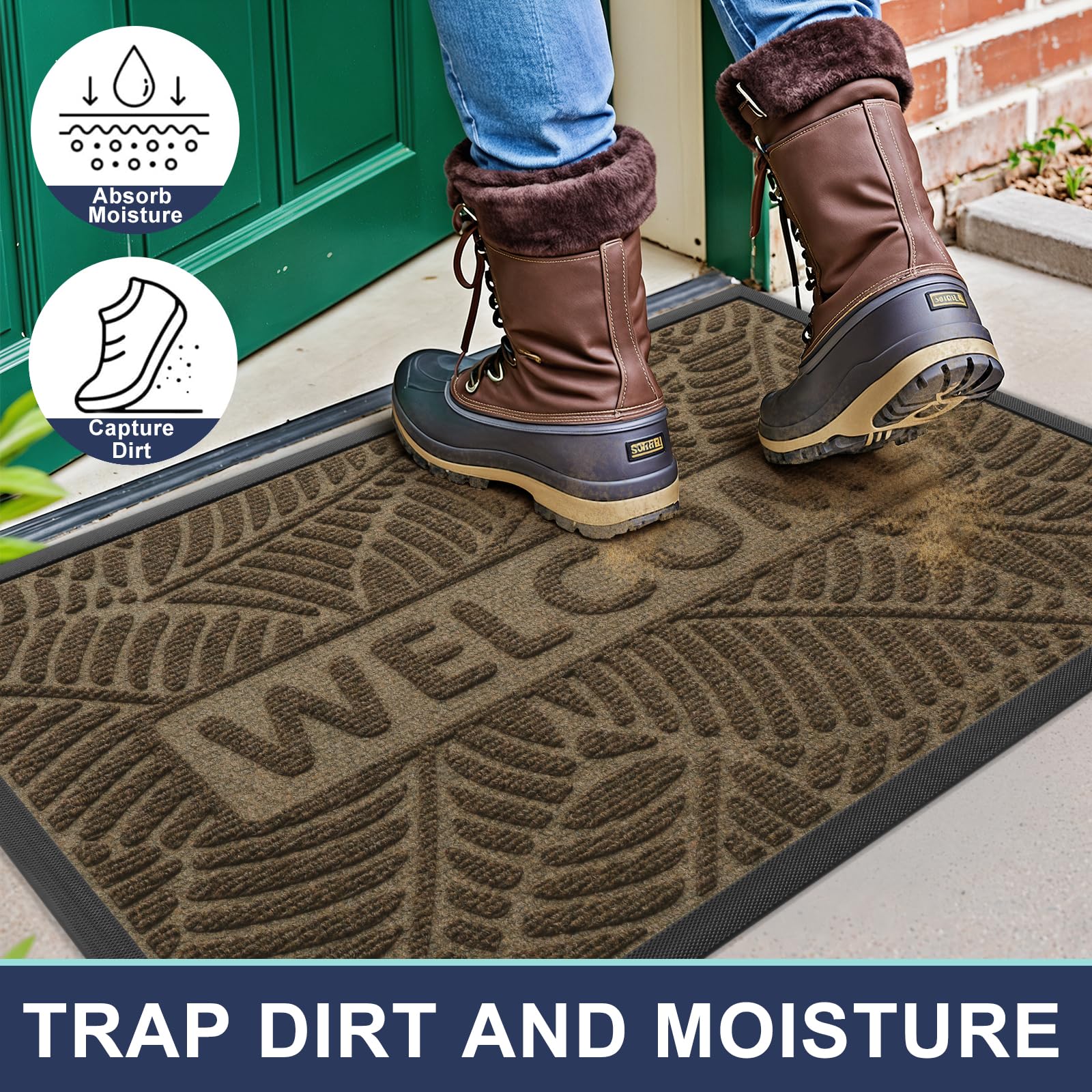 Smiry non-slip rubber backing prevents slips on wet floors