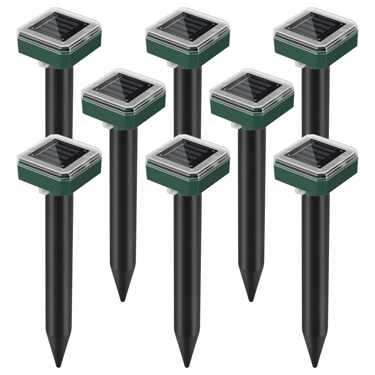 SMKRKNG mole repellent with solar panel top view ideal for outdoor pest deterrence