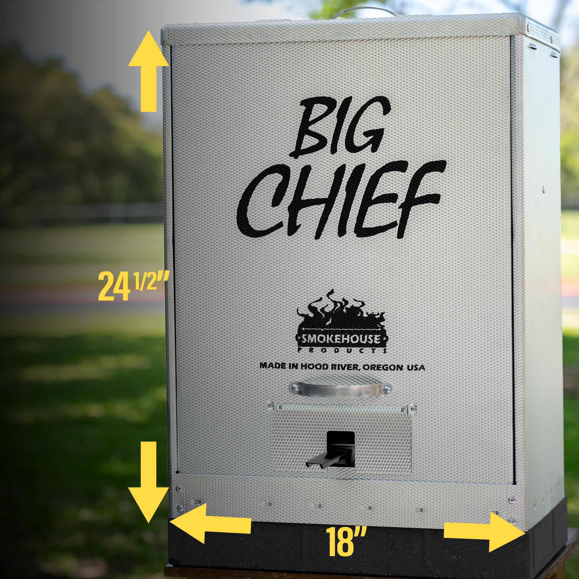 Smokehouse Big Chief five-rack system enables versatile smoking of fish, jerky, and cheese.