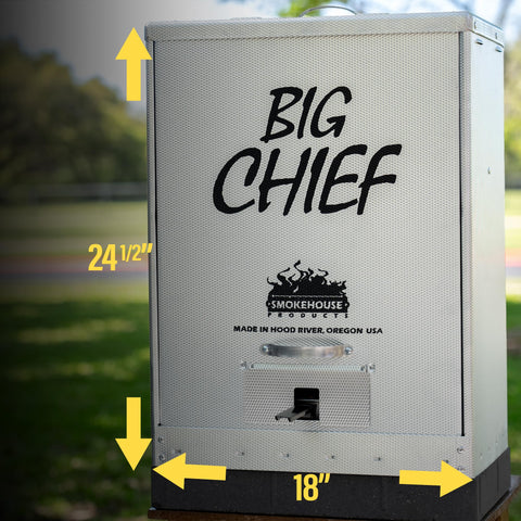Smokehouse Big Chief five-rack system enables versatile smoking of fish, jerky, and cheese.