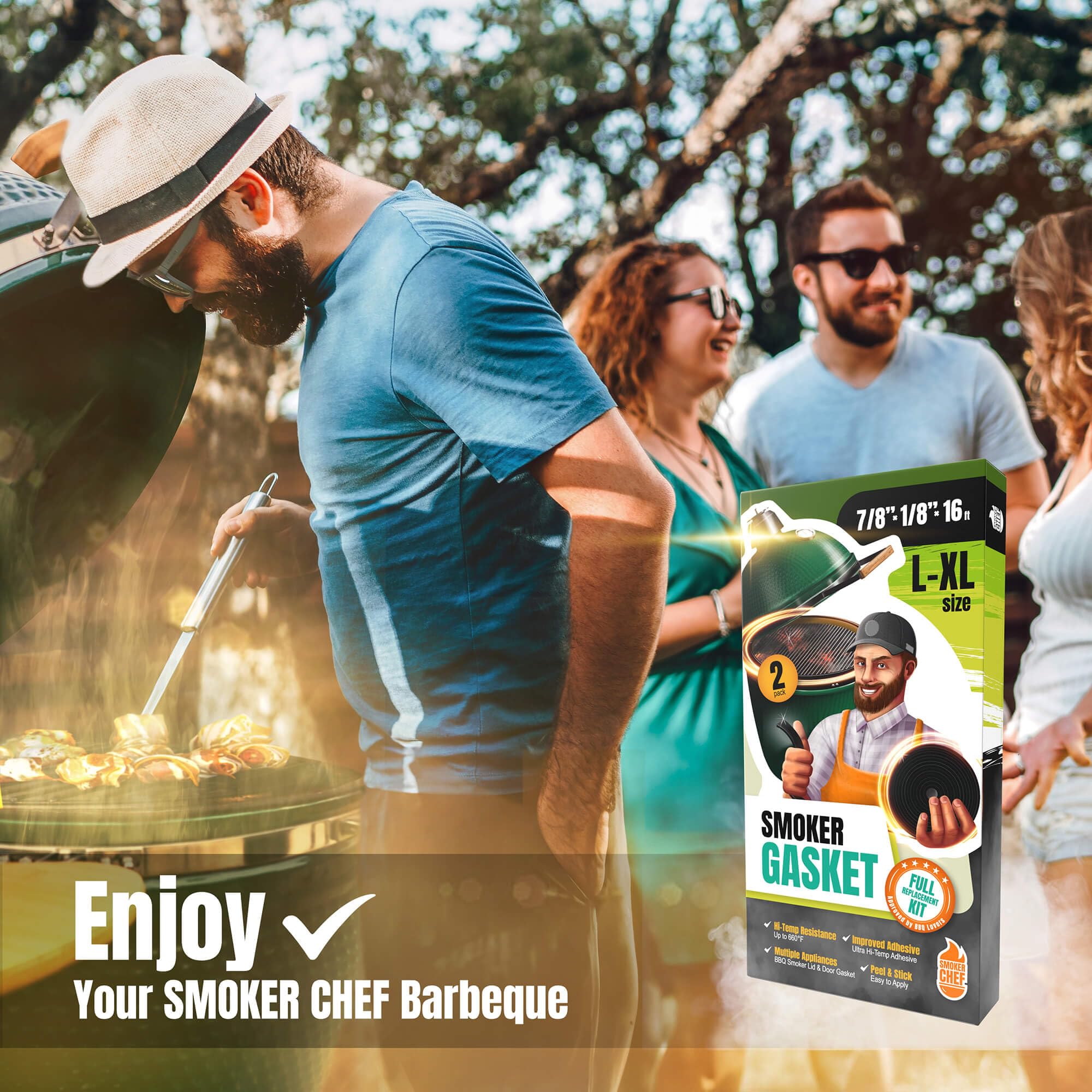 Smoker Chef BGE gasket easy install for Big Green Egg upgrade