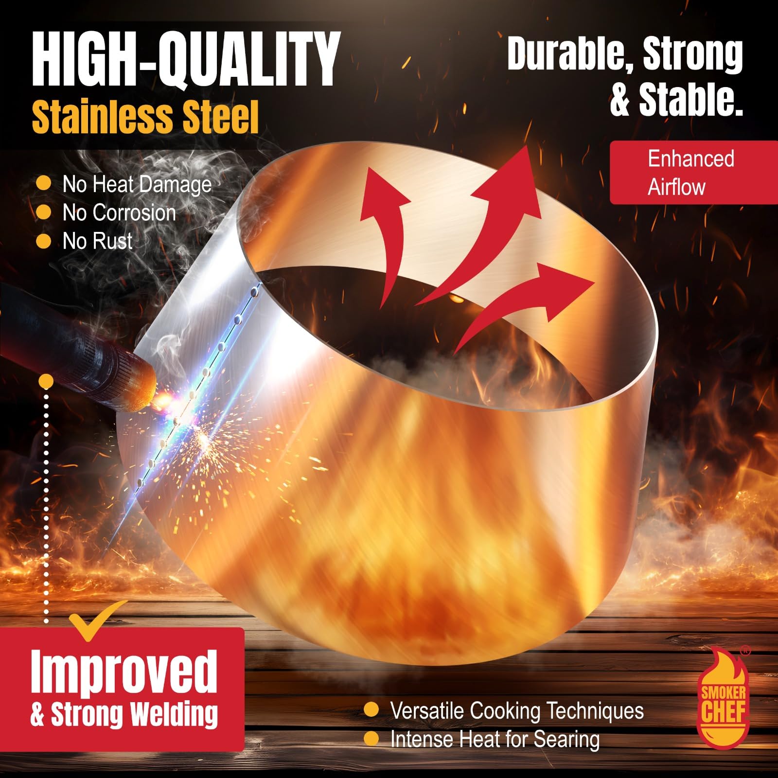 Smoker Chef heat deflector fits Kamado Joe grills for versatile searing and slow cooking.