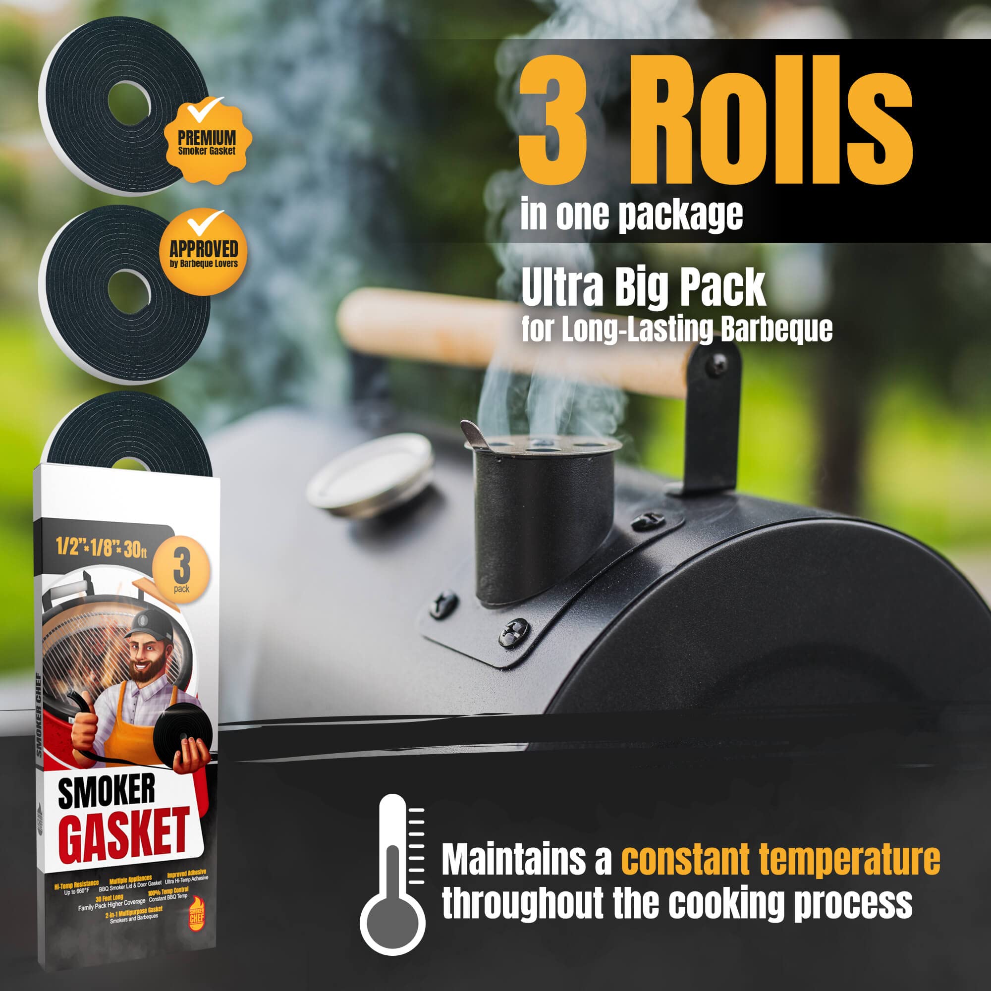 Smoker Chef hi-temp tape applying with strong adhesive for durable seal