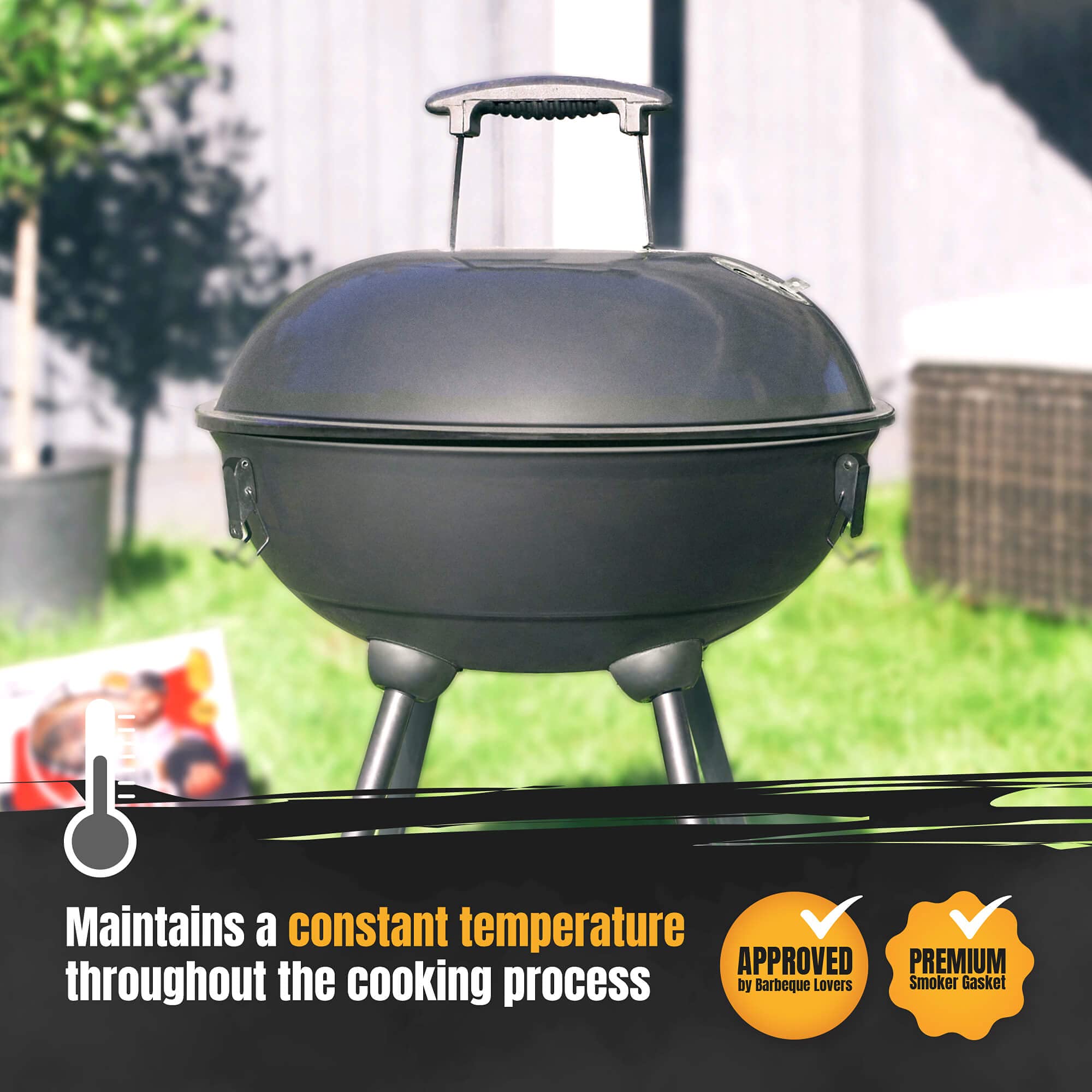 Smoker Chef hi-temp gasket maintains stable temperatures up to 660°F for reliable cooking.