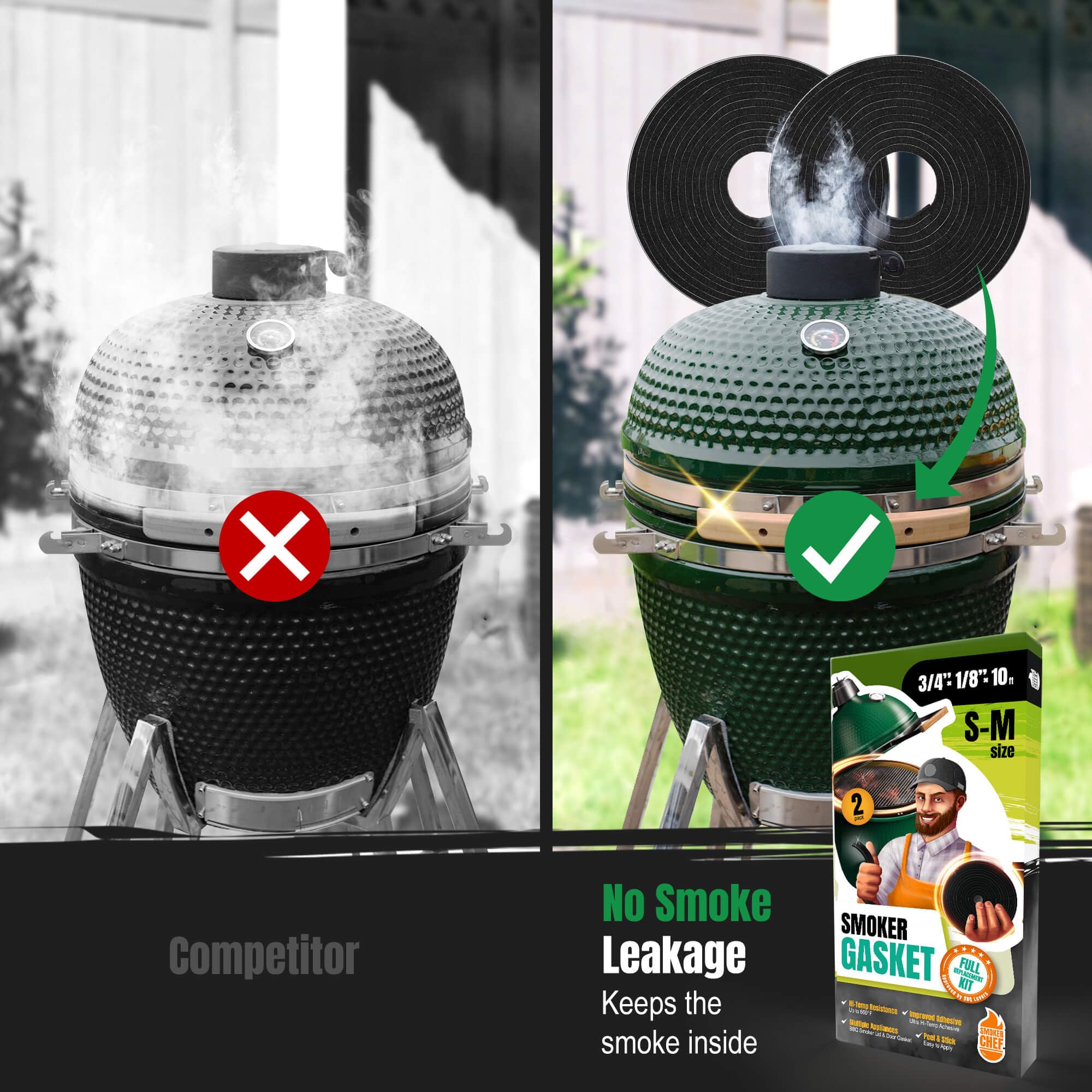 Smoker Chef gasket rated up to 660F for steady sealing during cooking.