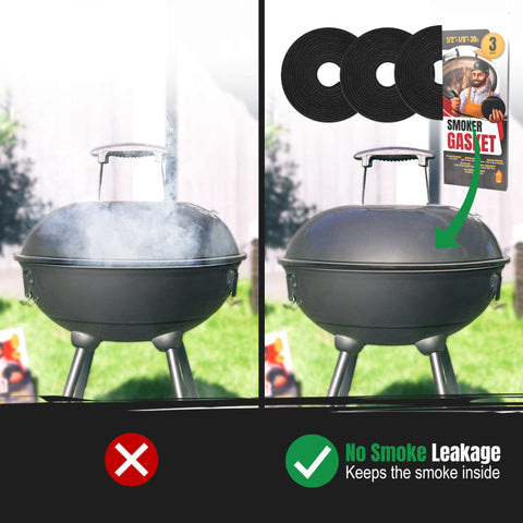 Smoker Chef gasket on grill lid delivers consistent temperature during smoking