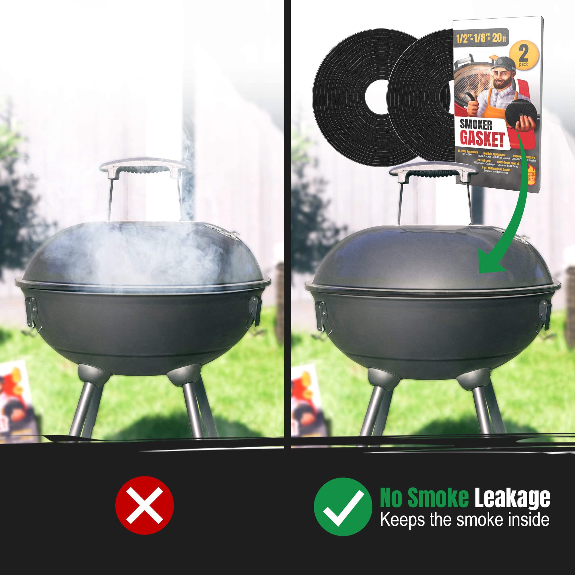 Smoker Chef universal-fit gasket works with many smokers for consistent performance.