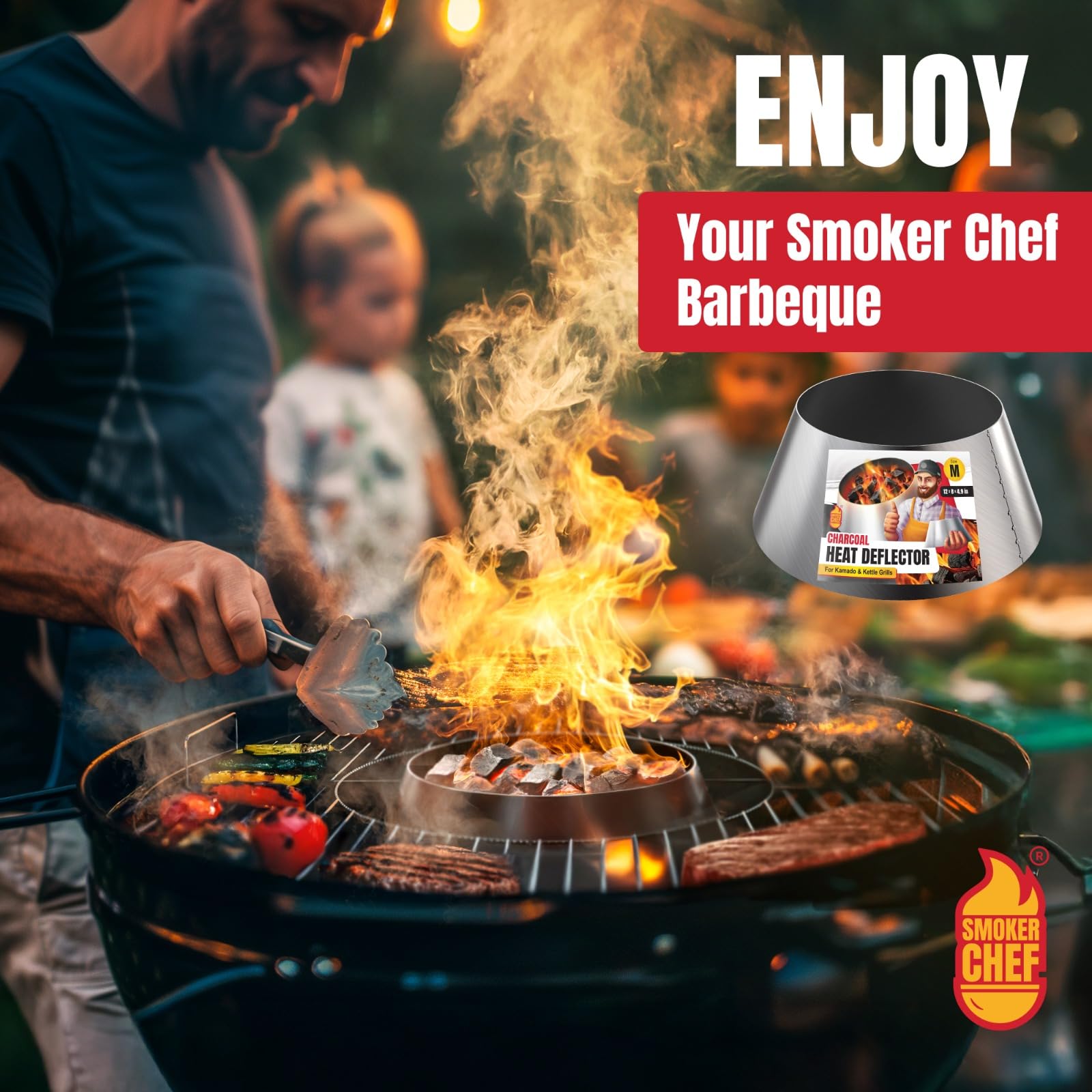 Smoker Chef kettle accessory helps reliable heat management across Weber kettle models.