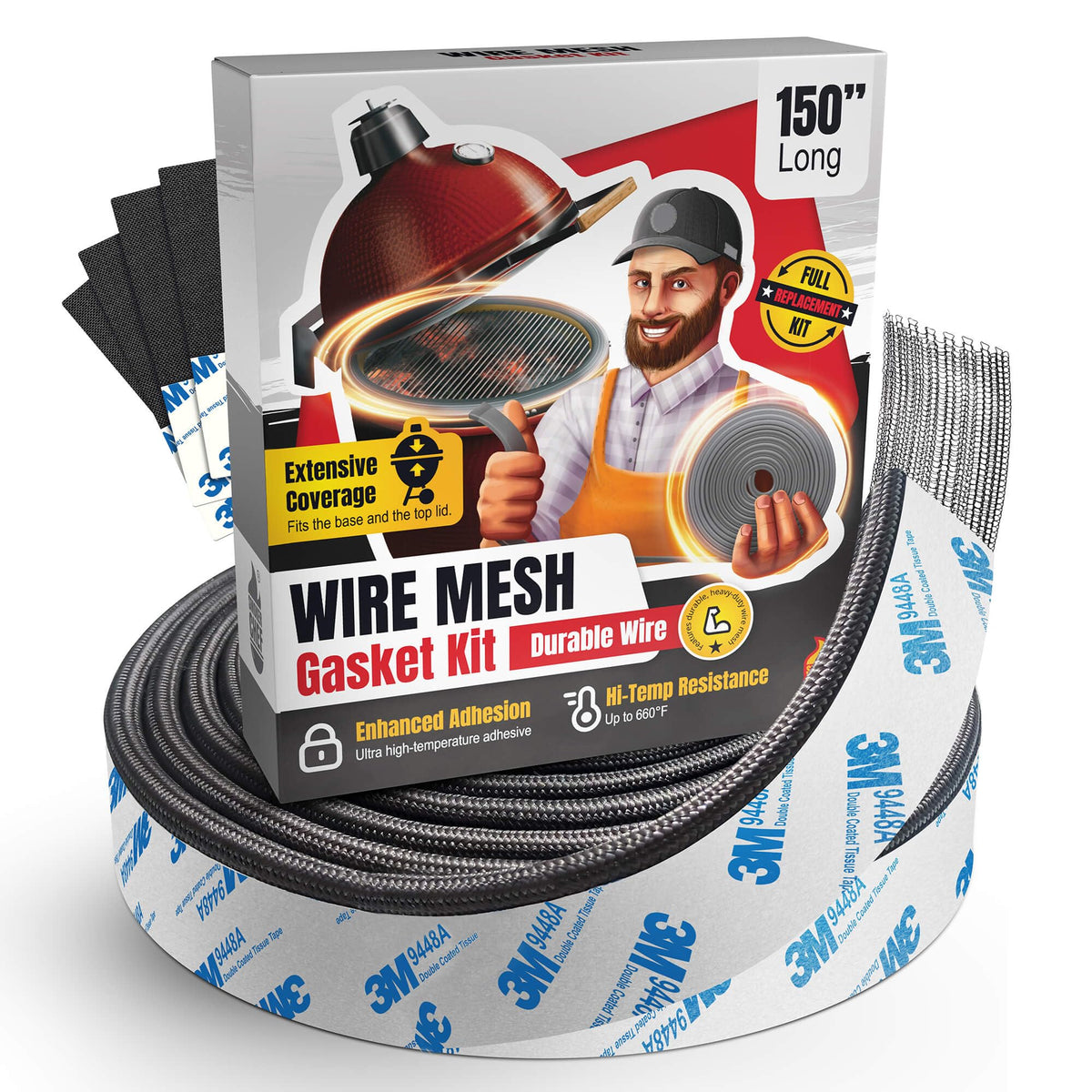 Smoker Chef wire mesh gasket on Kamado Joe Classic for a tighter seal