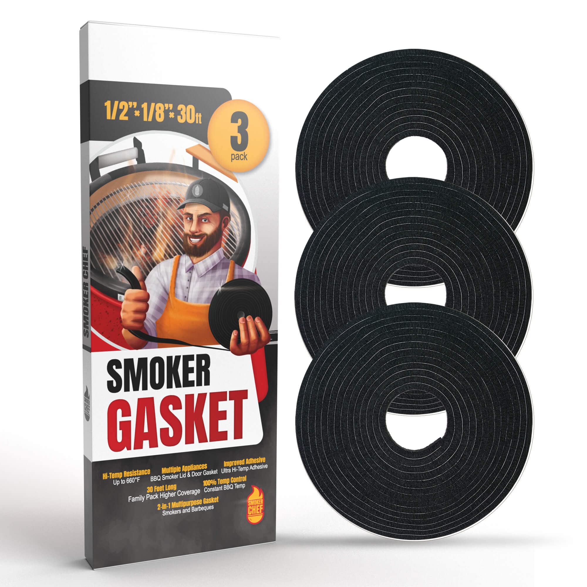 Smoker Chef XXL grill gasket pack seals lid for even heat