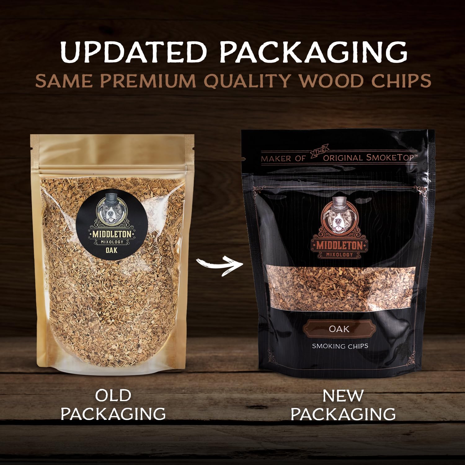 SmokeTop oak wood chips, USA-made, ideal for smoke infusions in cocktails and whiskey