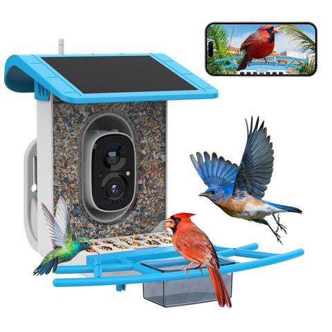 SMONET Bird Feeder with Camera front view captures real-time garden birds