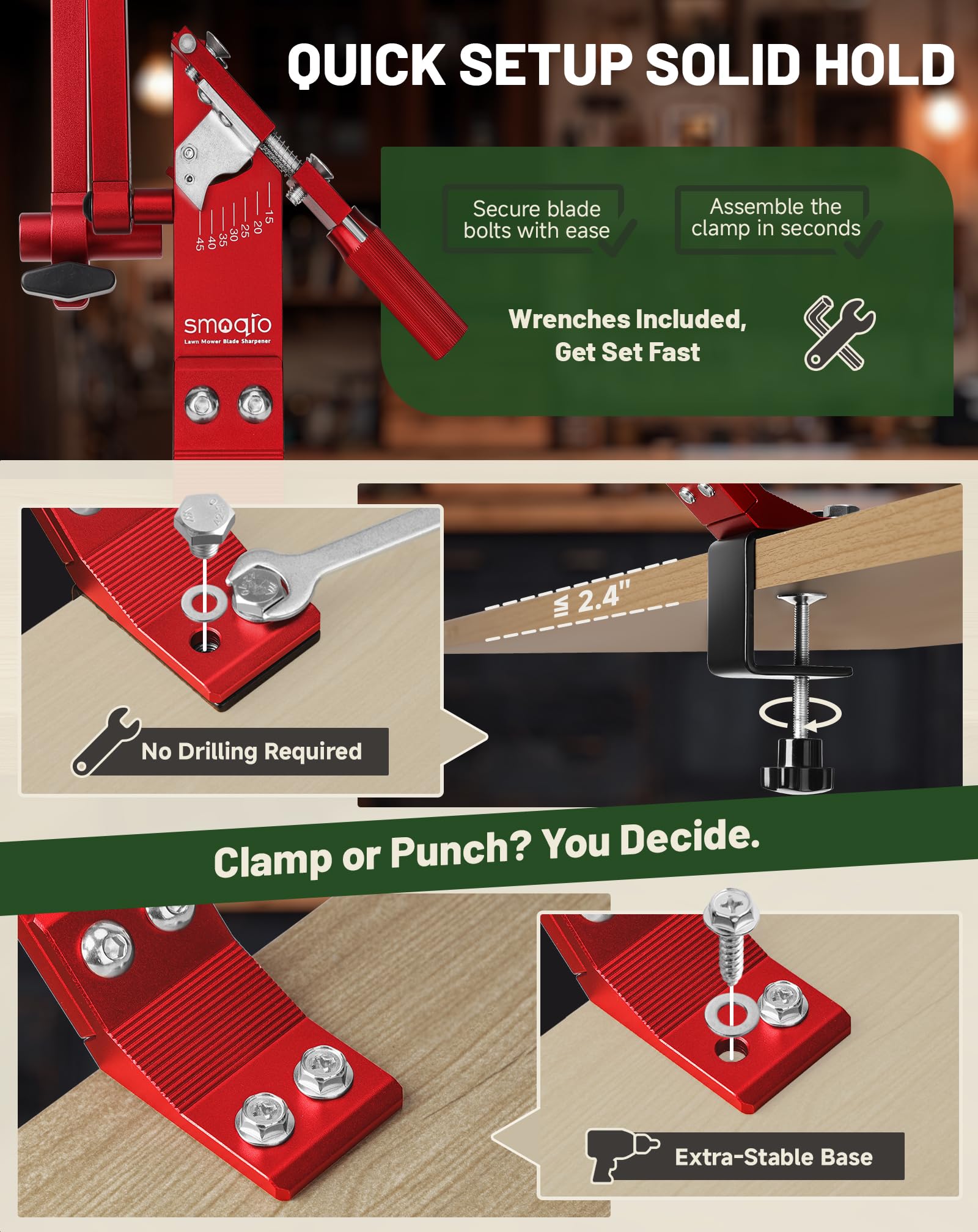SMOQIO durable balancer helps verify blade balance after sharpening.