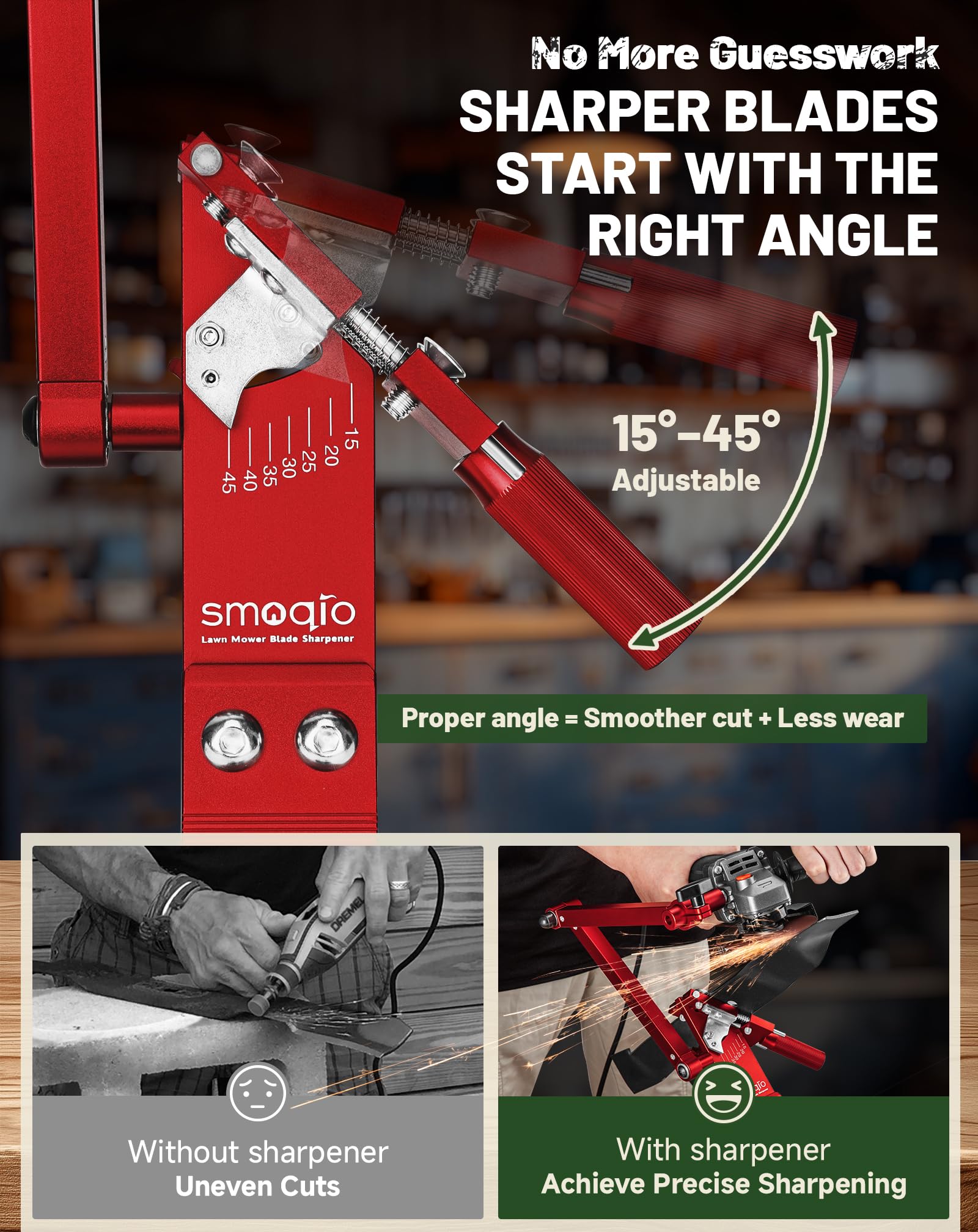 SMOQIO four guide pins fit most grinders for versatile setup.