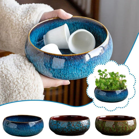 Smowfes Lotus Bowl Planter indoors adds natural decor and a tranquil focal point