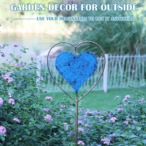 SMQLJXC distressed blue heart art brings romantic color to any yard or path