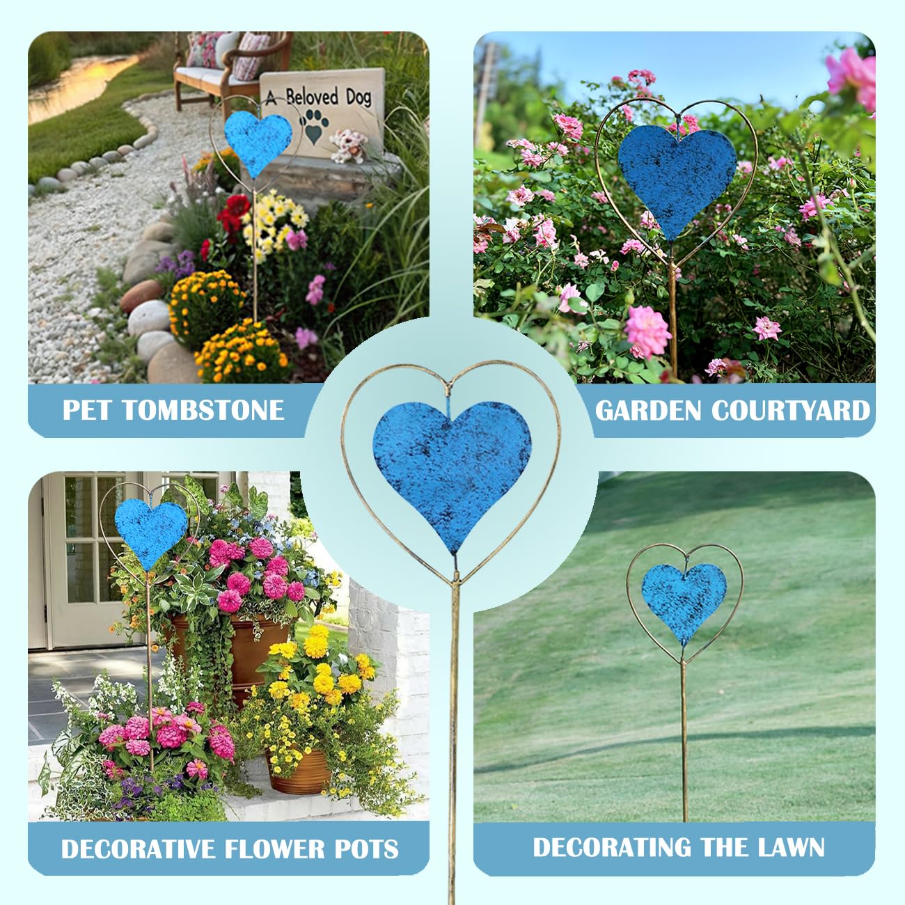 SMQLJXC heart stake by a pet memorial creates a comforting garden remembrance