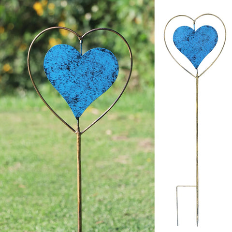 SMQLJXC rotating heart garden stake in blue adds a dynamic focal point for your outdoors