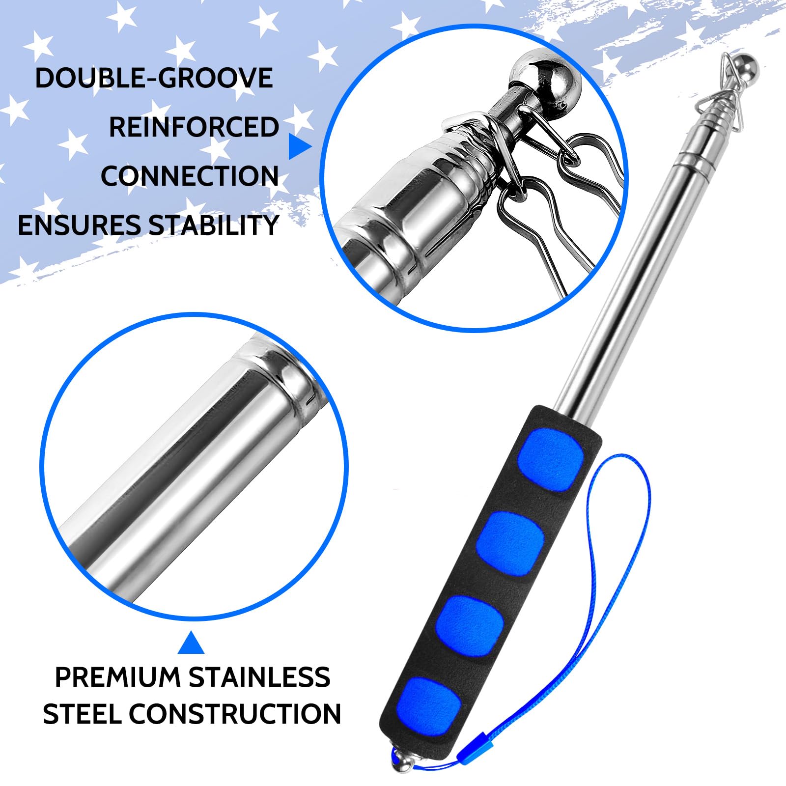 smrtcol stainless steel flagpole with polished finish stands out in sunlight