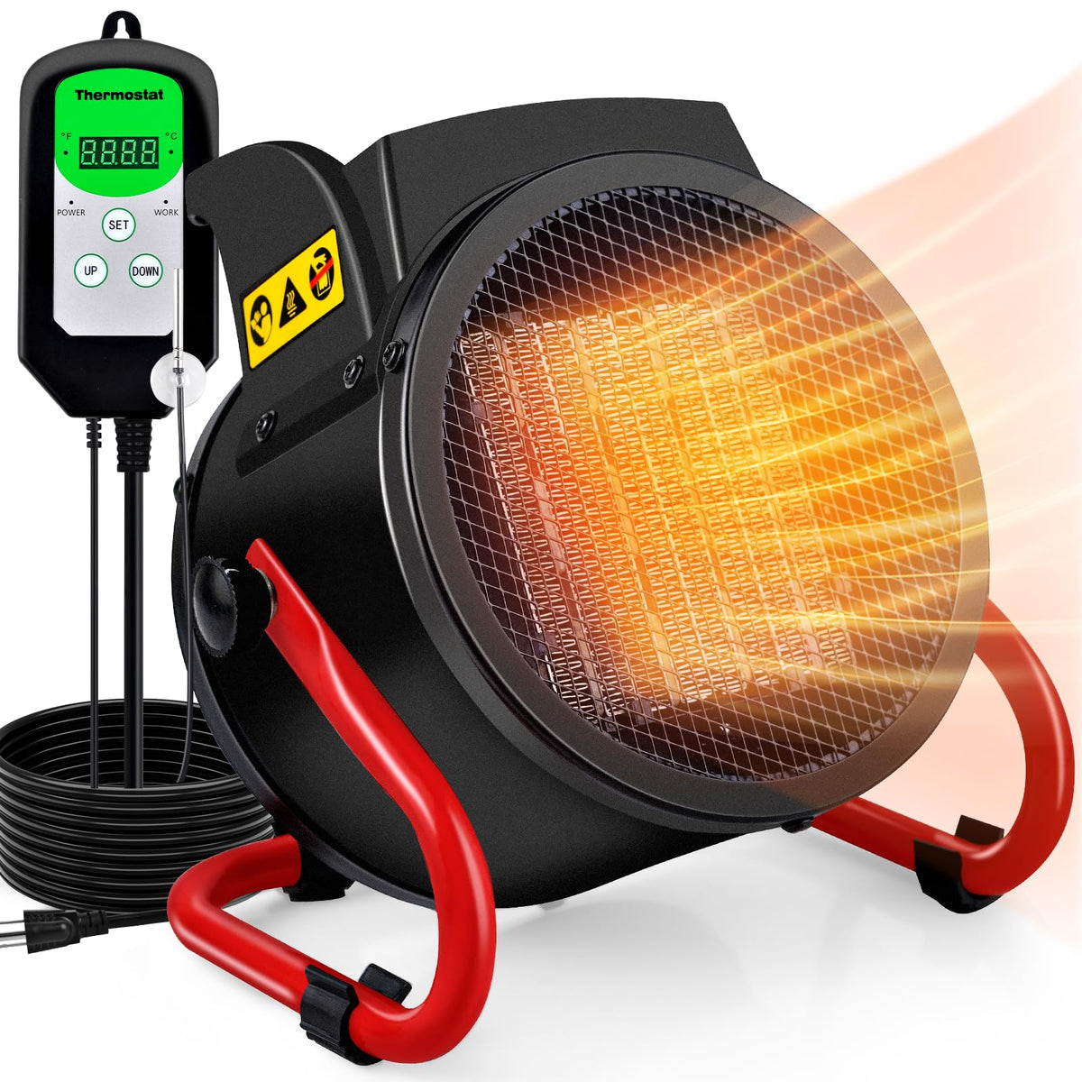 SmterCon greenhouse heater with digital thermostat display for precise winter warmth