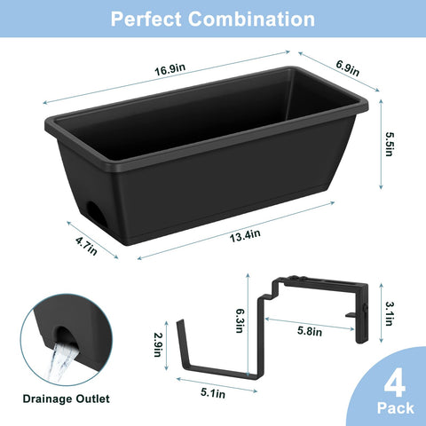 smusei deck railing planter display highlighting integrated tray drainage and water inlets