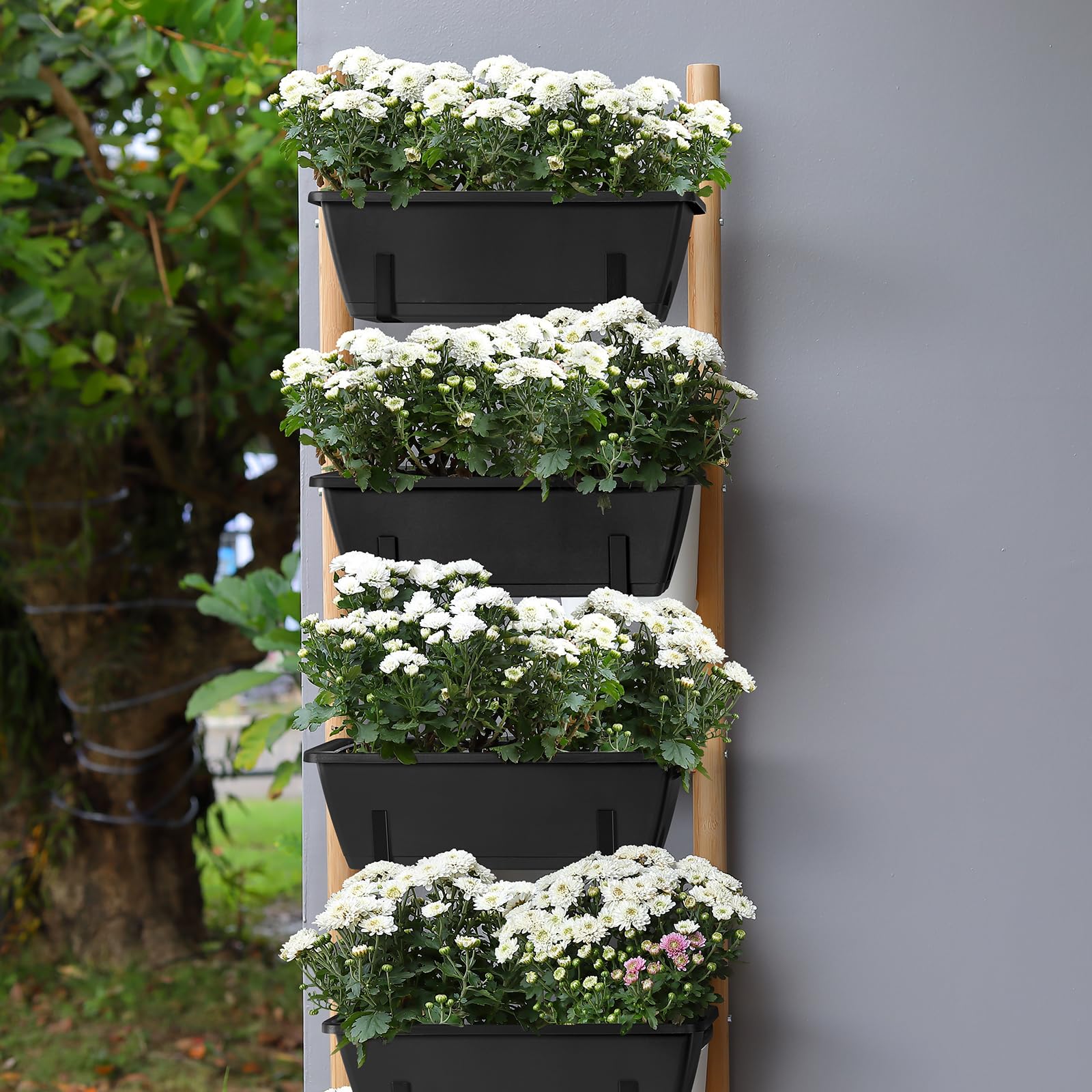 smusei weather-resistant plastic planters endure sun and wind gracefully
