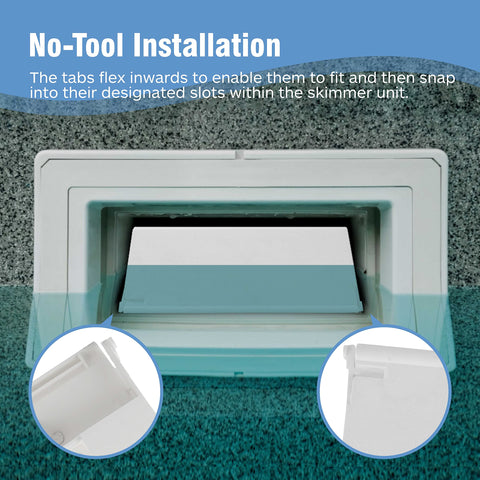 Snap-on tabs on the Calvana 516252 weir gate for easy installation.