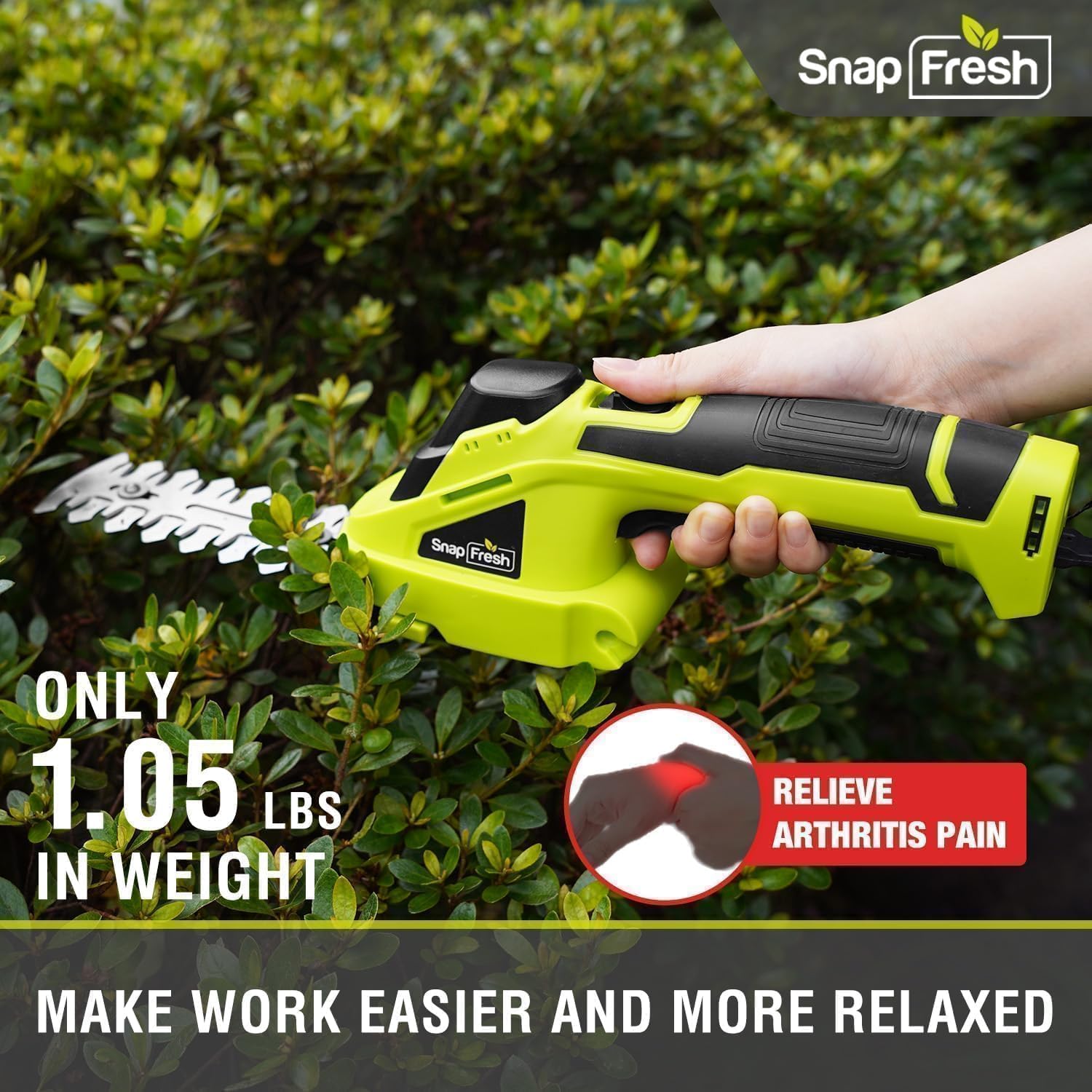 SnapFresh 1100 RPM motor delivers smooth trimming performance.