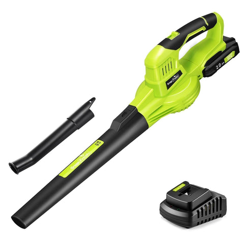 SnapFresh 20V cordless leaf blower in use for quick outdoor cleanup.