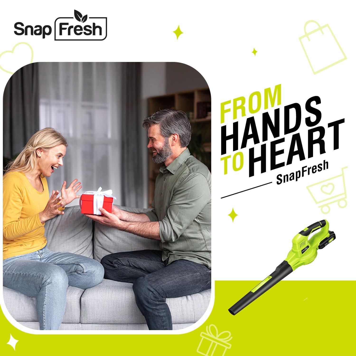 SnapFresh complete package includes charger, tubes, battery, and manual for quick setup.