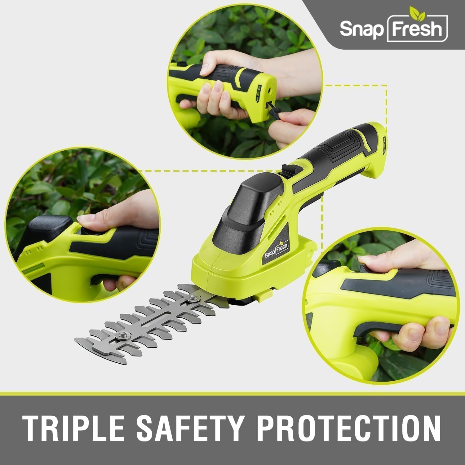 SnapFresh dual safety lock protects hands during operation.