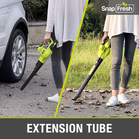 SnapFresh dual-speed 60-130 mph for light and heavy cleanup tasks.