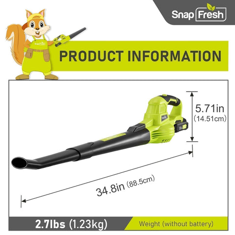 SnapFresh fast charger powers 20V battery in about one hour.