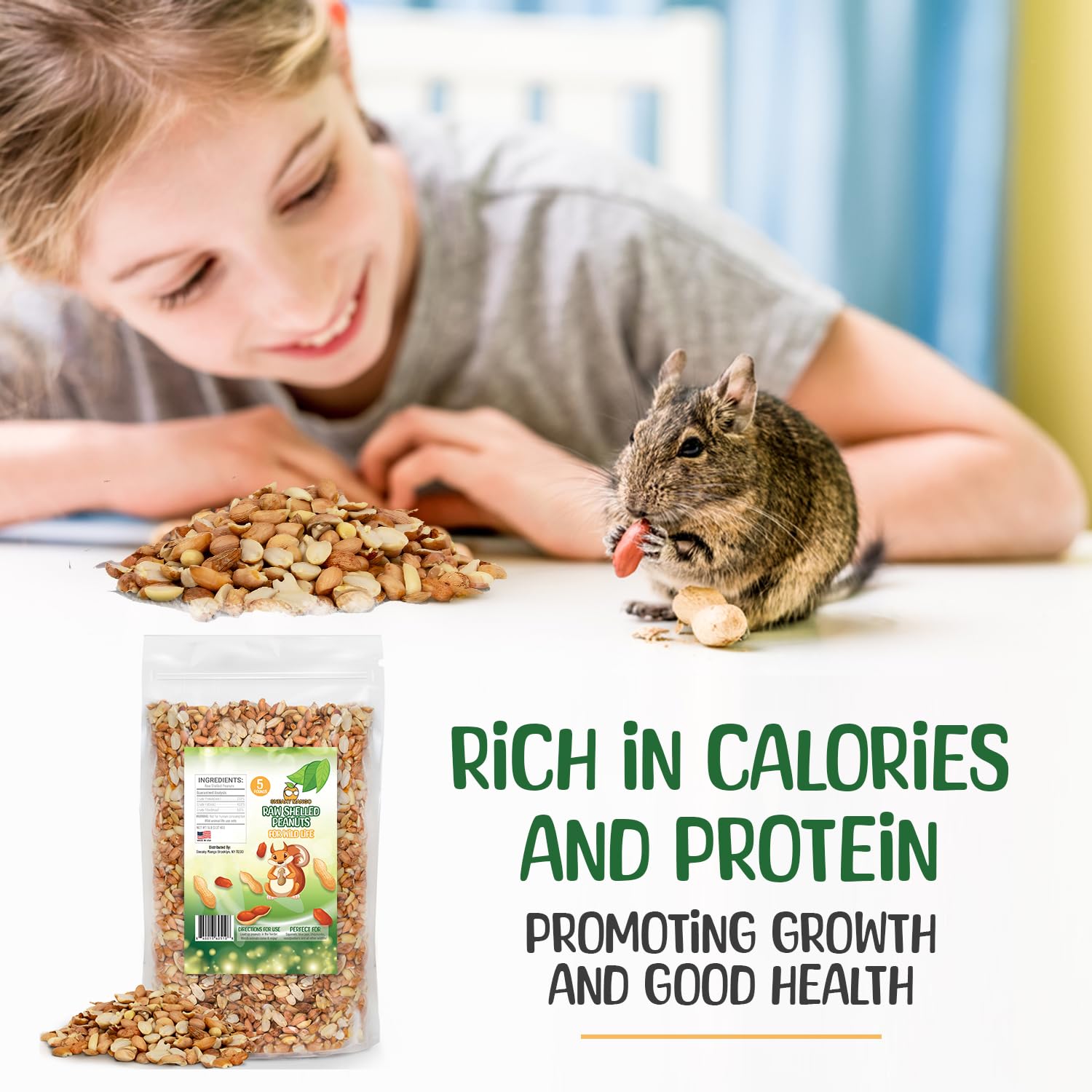 Sneaky Mango wildlife-friendly peanuts with durable packaging for long-term storage.
