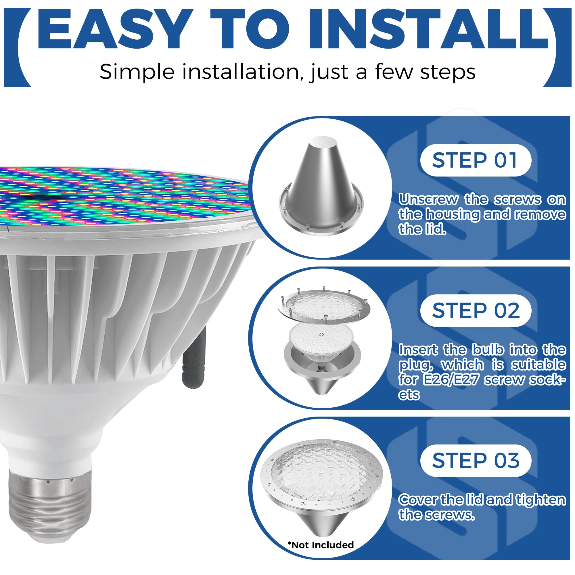 Simple 120V installation suitable for DIY pool lighting upgrades.
