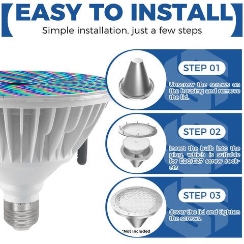 Simple 120V installation suitable for DIY pool lighting upgrades.