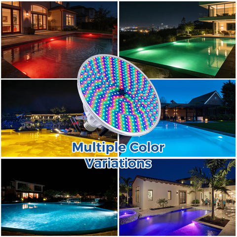 Generic SngBrt color-changing LED bulb installed in Pentair Hayward fixture for easy replacement.
