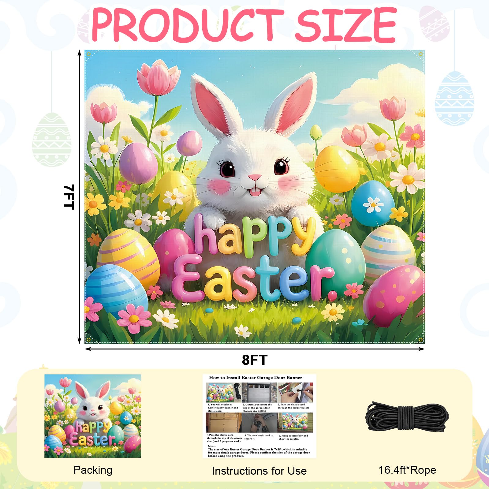 SNILOAW Easter cover with bright eggs brightens your home exterior