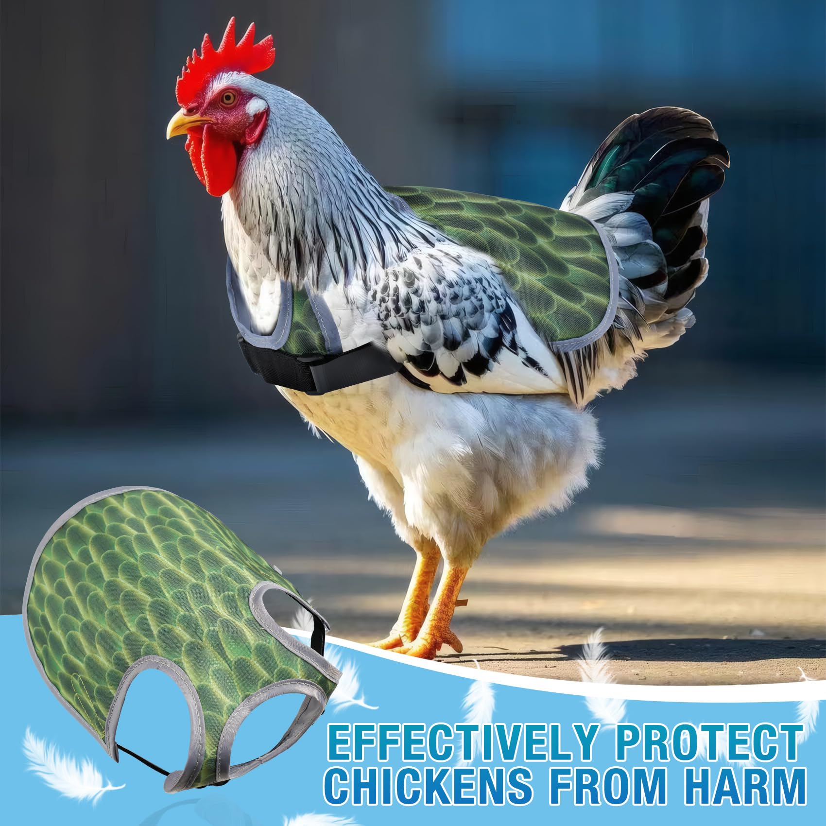 SNMGK chicken saddle back protection green for calm flocks.