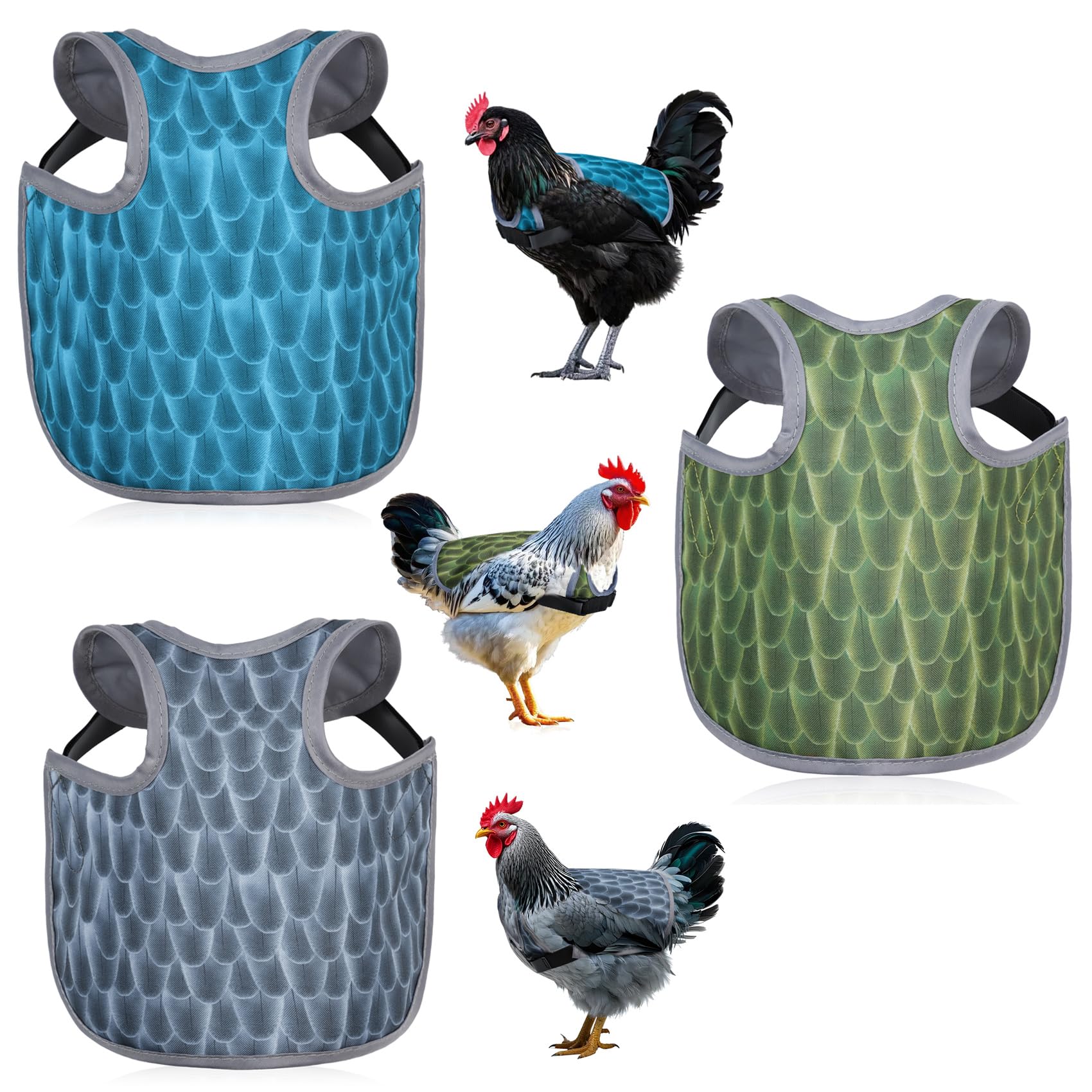 SNMGK chicken saddle blue back protector protecting feathers.