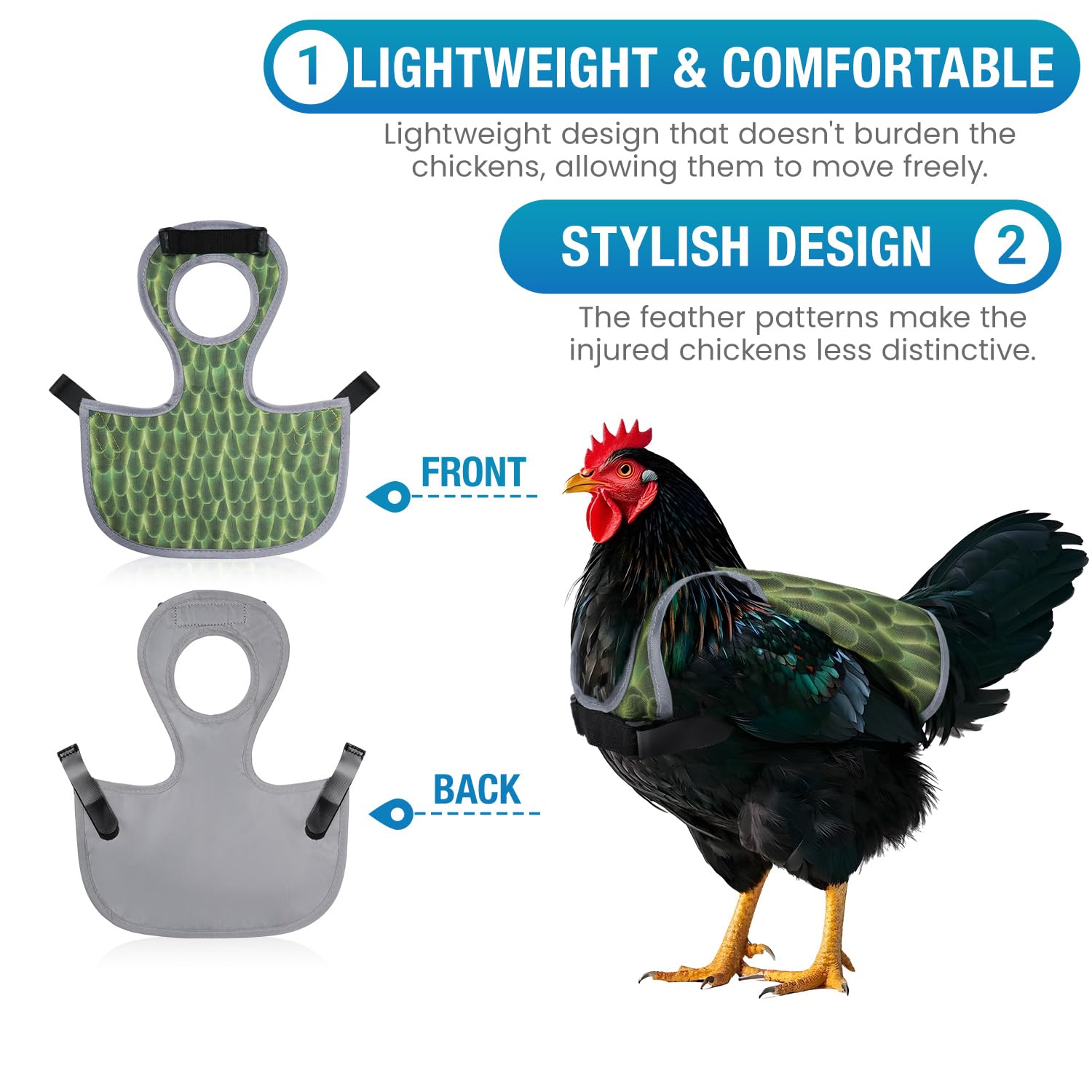 SNMGK chicken saddle side coverage green protecting plumage.