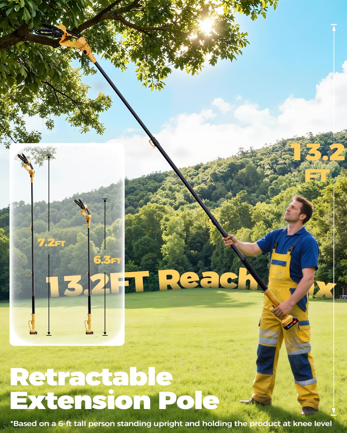 Snoonwee 2-in-1 tool converts handheld to pole saw for flexible yard tasks.