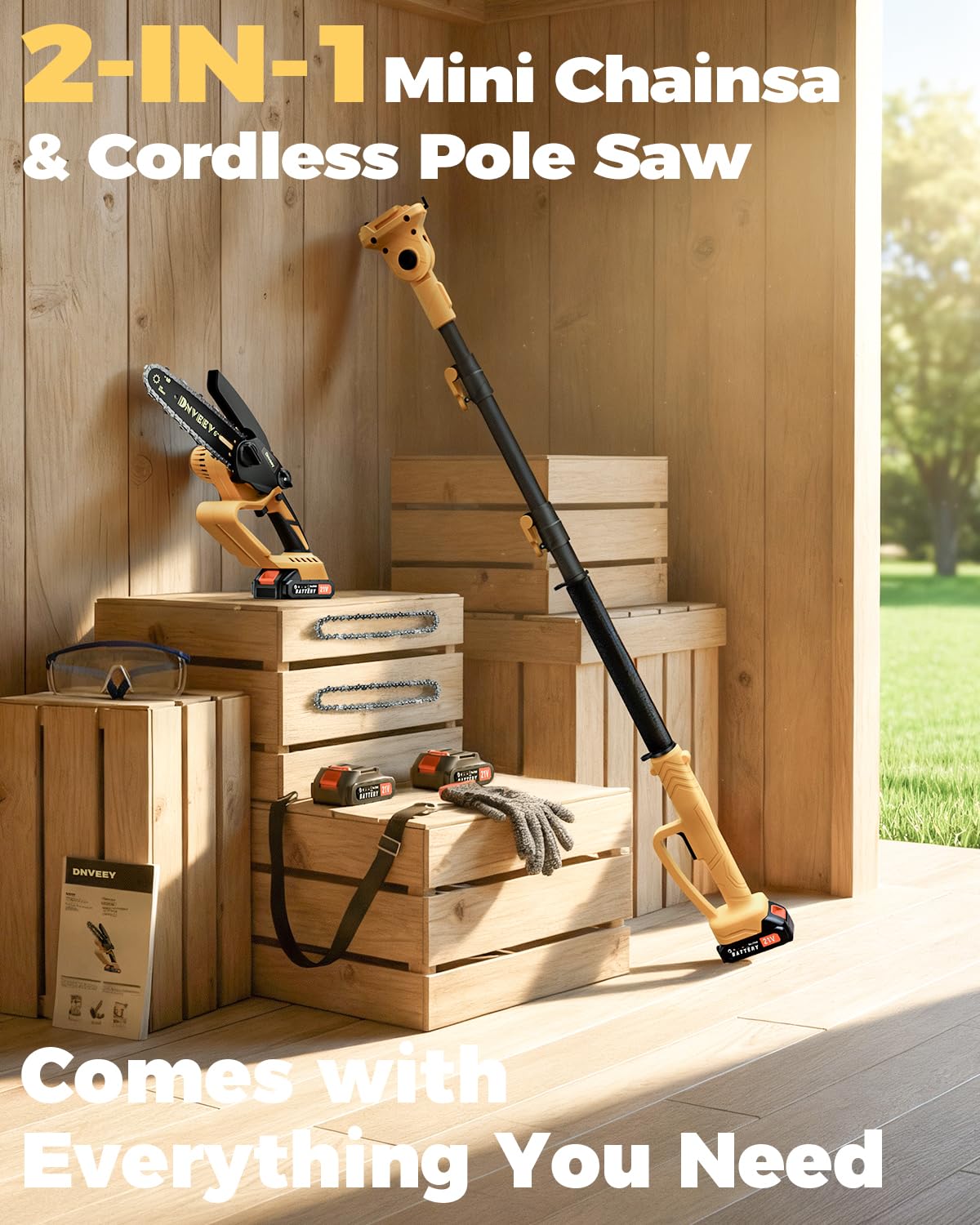 Snoonwee battery charger included for uninterrupted yard work.