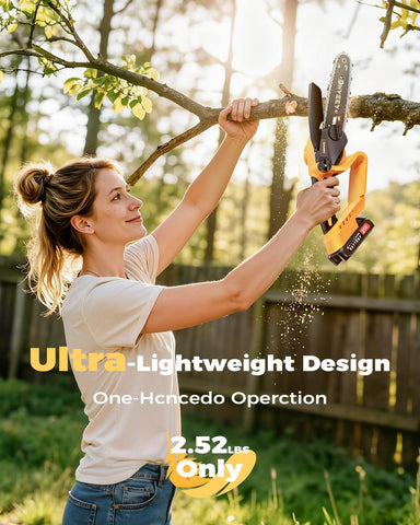 Snoonwee brushless motor delivers consistent power for fast cuts through thick branches.