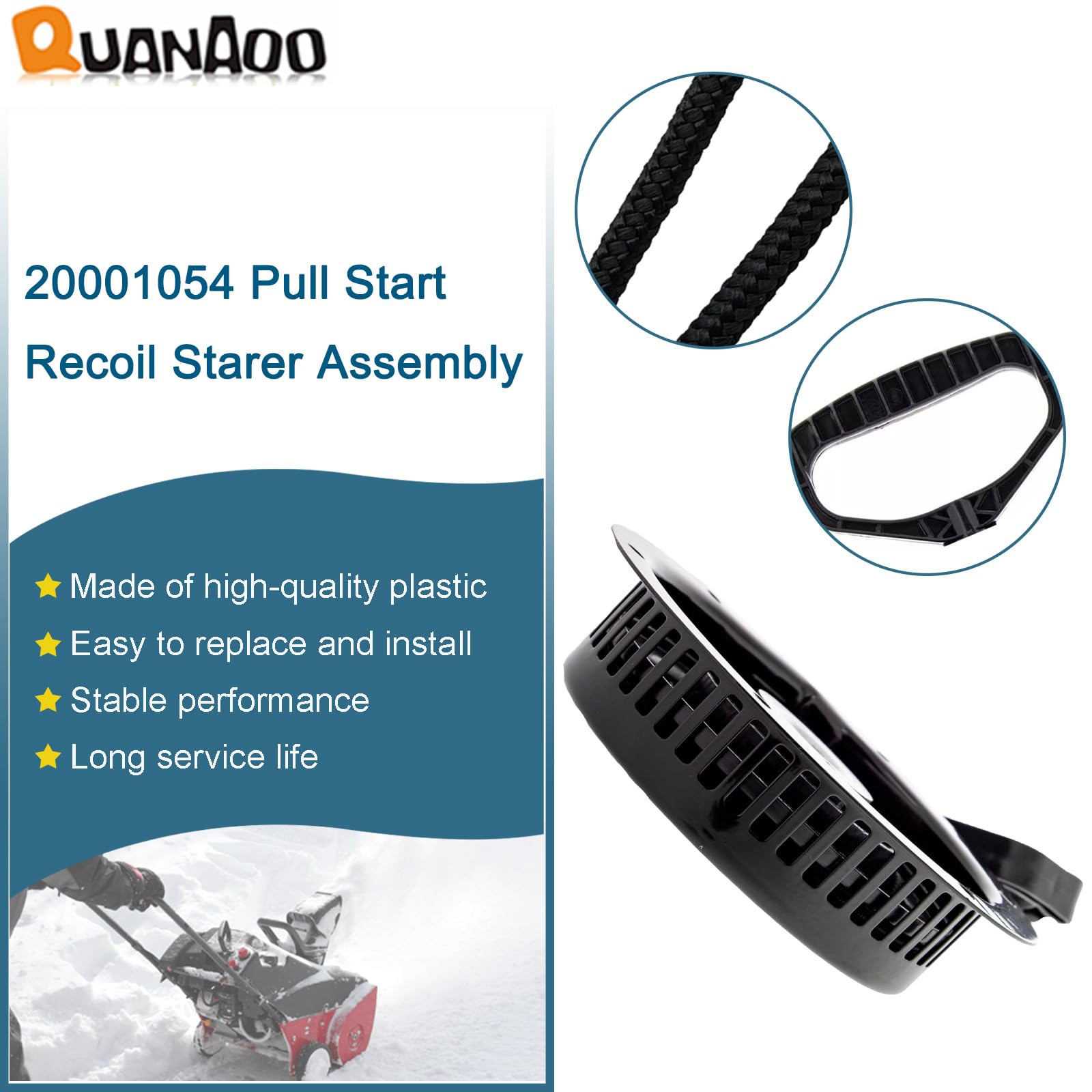 Snow blower recoil starter assembly for 20001054 replacement.
