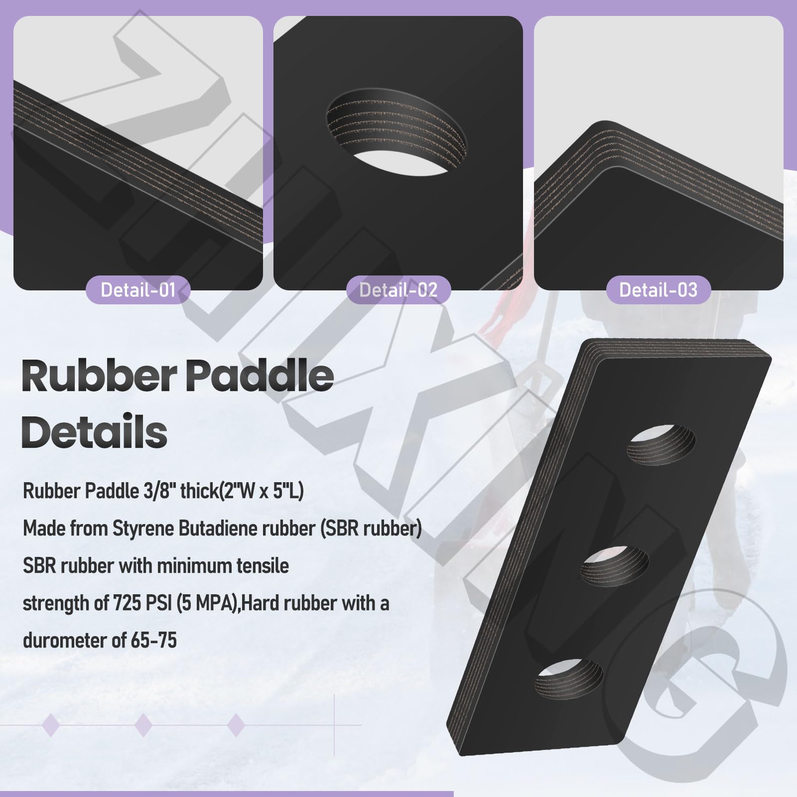SnowBear impeller paddles close-up of four rubber paddles for consistent snow engagement