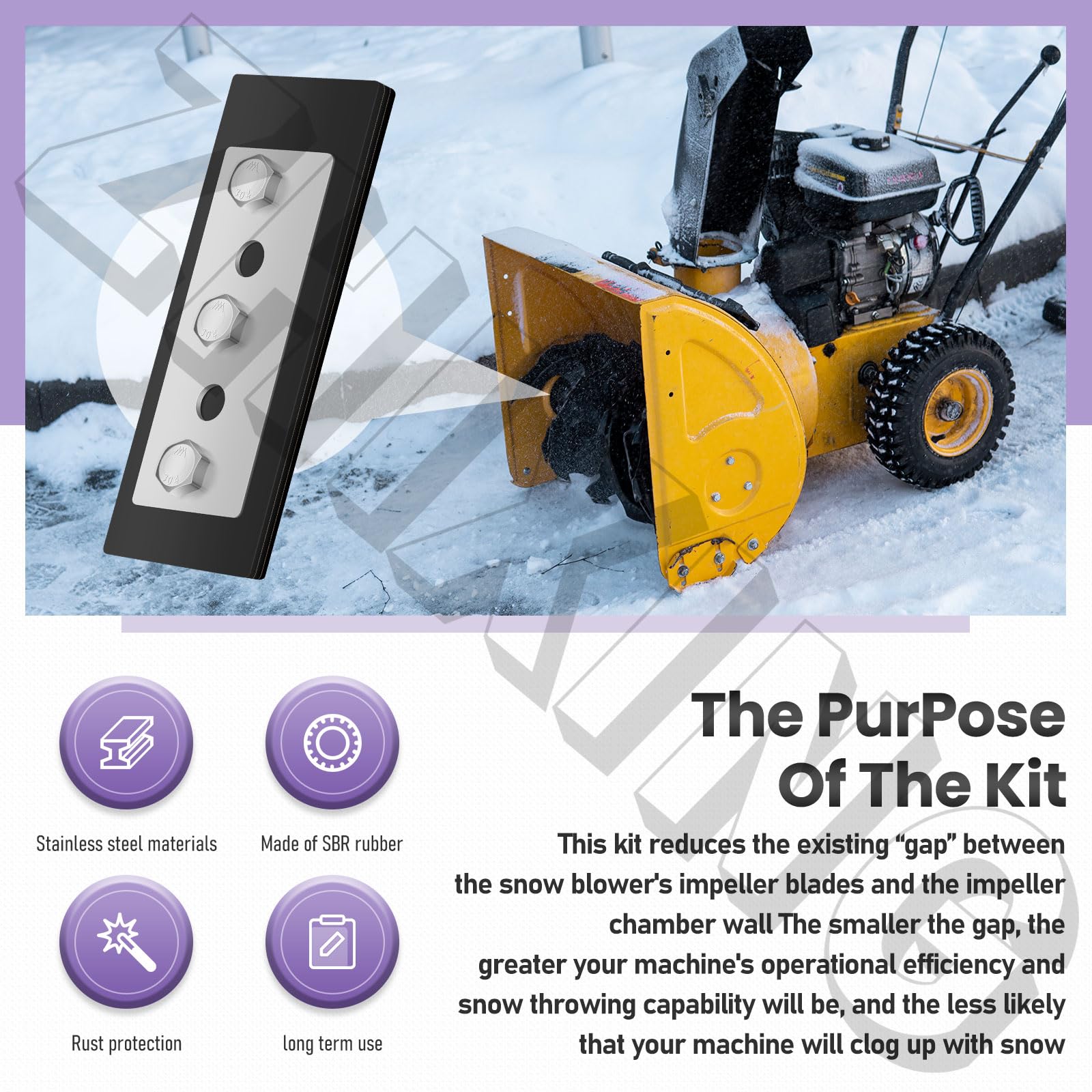 SnowBear stainless steel plate strengthens impeller housing against wear.