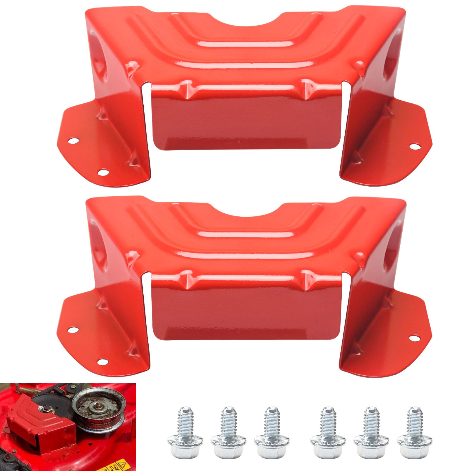 SnowBear red deck belt cover for 42/46 inch mowers, protecting belt wear
